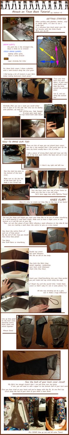 Attack on Titan - Boot Cover Tutorial by Valdrein on deviantART Cosplay Patterns, Diy Cosplay, Cosplay Boots