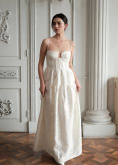 The Windsor Maxi-Cream Custard | Maison Amory Cream Custard, Event Dress, Top Skirt Set, High Hips, The Perfect Day, Key Hole, Event Dresses, Perfect Day, Custard