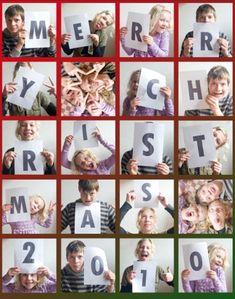 a collage of children holding up letters and numbers