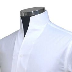 No Collar Shirt Men, Shirt Collar With Stand, White Shirt Design Men, No Collar Shirt, White Shirt Outfit For Men, White Shirt Design, Men White Shirt, White Shirt Collar, Wedding Dress Shirt