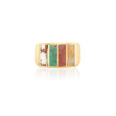 Inlay Multi-Stone Ring | Handmade Jewelry | Anna Beck Jewelry – Anna Beck Designs, Inc Anna Beck Jewelry, Stone Ring Design, Anna Beck, Bali Jewelry, White Buffalo Turquoise, Vintage Style Rings, Fossil Coral, Handmade Rings, White Buffalo