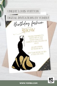 an elegant black and gold birthday party card