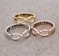 Trio Matching Accessories, Triplet Gifts, خواتم خطوبة, Bff Things, Best Friend Rings, Bff Shirts, Bff Jewelry, Friend Rings, Friend Jewelry