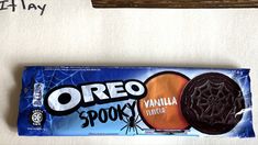 an oreo spook candy bar with spider web on it