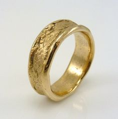 "Organic Bronze Ring, ARCADIAN, Textured Bronze Ring, Men's or Women's The edges of the ring have been slightly rolled over and mirror polished, and the center of the ring is textured with a matte finish Width is +/- 1/4\"and will vary  ADDITIONAL INFORMATION: Every ring is handmade and is a \"one-of-a-kind\" and unique work of art. Each ring is unique and will be similar to the images but may vary slightly in width and pattern.   Many rings have their own character with organic edges, undulating surfaces and textures.   ABOUT BRONZE:   Bronze is an ancient metal and is composed of approximately 90% copper and 10% tin and not suitable to those with copper allergies as it may turn your finger green. It does not apply to everybody but please be aware that this might happen. It is NOT a fault Bronze Ring Men, Silver Initial Ring, Own Character, Rustic Rings, Viking Ring, Ruby Diamond Rings, Princess Cut Rings, Bronze Ring, Textured Ring