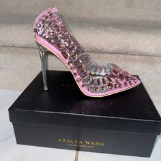 Size: 8.5 Pink Embellished Heels Never Worn These Beautiful Crystal Heels Speak For Themselves. Hurry And Purchase These Won't Last Long! #Azaleawang #Pink #Crystals #Heels #Stunning Pink Glamorous Heels For Night Out, Glamorous Pink Heels For Night Out, Pink Rhinestone Pointed Toe Heels, Pink High Heels For Night Out, Glamorous Pink Open Heel Heels, Chic Pink Heels With Rhinestones, Pink Crystal Embellished Heels, Glamorous Pink Pointed Toe Heels, Pink Closed Toe Glamorous Heels