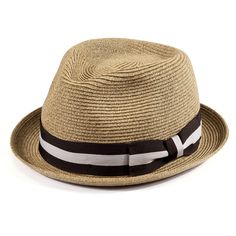 a straw hat with black and white stripes on it