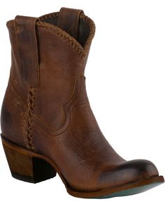 Lane Women's Plain Jane Cognac Ankle Boots - Round Toe, Honey, hi-res Brown Leather Heeled Boots For Western-themed Events, Brown Heeled Boots With Leather Sole For Ranch, Brown Snip Toe Boots With Stacked Heel, Brown Snip Toe Heeled Boots With Stacked Heel, Leather Mid-calf Boots With Stacked Heel For Western Events, Western Brown Heeled Boots With Leather Lining, Leather Heeled Boots With Stacked Heel For Ranch, Western Leather Ankle Platform Boots, Western Style Leather Ankle Platform Boots