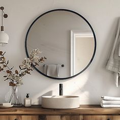 www.modelifurniture.com The Redlife vanity mirror is made of high-definition glass, smooth and flat mirror with high reflectivity. We have taken action to avoid. bathroom, bedroom, dining room, entryway, rustic, vanity, and so on. Bedroom Mirror, Black Metal Frame, Black Mirror, Round Mirror Bathroom, Vanity Mirror