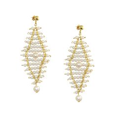 Evening Jewelry With Pearl Embellished Drop Earrings, Glamorous Gold Plated Earrings For Weddings, Elegant White Pearl Embellished Earrings, Glamorous Gold Plated Wedding Earrings, Elegant Bridal Earrings With Pearl Charm For Party, Elegant Party Bridal Earrings With Pearl Charm, White Gold Plated Dangle Bridal Earrings, Elegant Marquise Gold Bridal Earrings, Elegant Gold Marquise Bridal Earrings