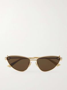 BOTTEGA VENETA EYEWEAR Cat-eye gold-tone sunglasses Chic Gold Cat Eye Sunglasses For Evening, Elegant Gold Cat Eye Sunglasses With Tinted Lenses, Luxury Gold Cat Eye Sunglasses For Evening, Modern Gold Cat Eye Sunglasses For Evening, Elegant Gold Cat Eye Sunglasses For Evening, Elegant Gold Cat Eye Sunglasses, Classic Gold Cat Eye Sunglasses, Modern Gold Cat Eye Sunglasses For Formal Occasions, Classic Gold Cat Eye Sunglasses For Evening