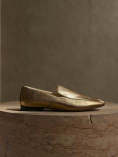 Luz Metallic Leather Loafer | Banana Republic Tops And Blouses, Winter Shoes, Metallic Leather, Lambskin Leather, Stacked Heel, Leather Loafers, Italian Leather, Banana Republic, Dress Shoes Men