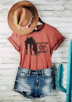 Calling all cowgirls! This hilarious horse-themed tee will be the perfect addition to your casual wardrobe. It's not just stylish, it's sure to get you some laughs too. Fitted Crew Neck T-shirt For Rodeo, Fitted Graphic Print T-shirt For Ranch, Fitted T-shirt For Rodeo In Fall, Fall Ranch Crew Neck T-shirt, Casual Fall T-shirt With Cow Print, Casual Cow Print T-shirt For Fall, Short Sleeve Cotton Top With Horse Design, Cotton Short Sleeve Top With Horse Design, Casual Short Sleeve T-shirt With Horse Design