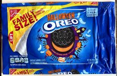 an oreo halloween candy bar wrapped in plastic