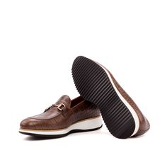 Abia Loafers - Q by QS Brown Crocodile Pattern Leather Wingtip Shoes, Brown Crocodile Pattern Wingtip Leather Shoes, Brown Crocodile Pattern Slip-on Moccasins, Brown Textured Sole Slip-ons For Office, Brown Leather Shoes With Crocodile Pattern For Business, Brown Crocodile Pattern Leather Shoes For Business, Brown Oxfords With Crocodile Pattern And Round Toe, Brown Moc Toe Slip-ons With Brogue Detailing, Business Slip-on Monk Strap Shoes With Crocodile Pattern