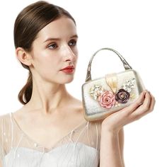 Luxy Moon Women's Clutch Evening Bag Flower Handbag Wedding Purse Portable Top Handle Shoulder Bag For Party, Elegant Flower-shaped Evening Bag, Chic Handheld Bags For Wedding Guests, Luxury Bags For Wedding Guests, Chic Flower-shaped Evening Bag For Formal Occasions, Portable Top Handle Evening Bag For Party, Elegant Flower Shaped Clutch For Formal Occasions, Elegant Flower Shaped Evening Bag For Gifts, Elegant Flower-shaped Evening Bag For Gifts