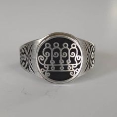 If we do not show your ring size in inventory, please contact us so we can update our listings. You are looking at our King Paimon ring from The Lesser Key Of Solomon. King Paimon --- Teaches all arts, philosophies and sciences, and secret things, can reveal all mysteries of the Earth, wind and water, gives good familiars, dignities and confirms them, binds men to you. The beautiful pewter ring is a silver color and the background is blackened to bring out the fine detail of the design. Our ring Silver Engraved Enamel Ring, Engraved Silver Enamel Ring, Adjustable Metal Signet Ring, Adjustable Silver Enamel Ring, King Paimon, Demon Seal, Lesser Key Of Solomon, Key Of Solomon, Ars Goetia