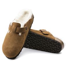 Boston Shearling Suede Leather Mink | BIRKENSTOCK Boston Shearling, Birkenstock Boston Shearling, Birkenstock Women, Open Fire, Boston Clog, Birkenstock Boston, Birkenstock Boston Clog, Platform Slippers, Hush Puppies