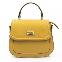 This Baldinini Yellow Leather Shoulder Bag With Golden Accents Is Brand New With Tags. Accentuate Your Style With This Exquisite Yellow Shoulder Bag, A Perfect Blend Of Functionality And Elegance. It Features A Polished Flap With A Secure Button Closure, Complemented By Opulent Golden Details That Add To Its Allure. This Chic Accessory Boasts A Practical Back Pocket For Easy Access To Essentials And A Pronounced Front Logo That Exudes Sophistication. Sized At 19.5*23*11.5 Cm, It’s Impeccably Des Elegant Gold Flap Bag With Top Carry Handle, Office Yellow Shoulder Bag With Detachable Handle, Elegant Yellow Rectangular Flap Bag, Gold Leather Flap Bag With Top Carry Handle, Elegant Yellow Crossbody Flap Bag, Elegant Yellow Leather Flap Bag, Classic Yellow Evening Bag, Yellow Leather Satchel With Gold-tone Hardware, Yellow Leather Shoulder Bag For Office