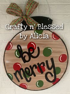 a wooden sign that reads crafty n'blessed by alicia