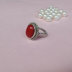 Handmade Red Coral bohemian ring, you can wear this ring as a party wear ring .. Title - Red Coral silver ring    Stone color - Red Coral  Stone shape - Oval Material - Sterling silver 925 Note - THIS CORAL STONE IS NOT NATURAL, IT IS LAB CREATED STONE, IF YOU WANT THE REAL CORAL STONE RING YOU CAN CONTACT US WE WILL PROVIDE YOU THE BEST PRICE FOR THE REAL CORAL STONE... we are giving you the best quality rings at the best price. contact us for more quantity Bohemian Crystal Wedding Ring, Elegant Silver Rings For Summer, Elegant Red Crystal Round Ring, Elegant Red Round Crystal Ring, Elegant Red Crystal Gemstone Ring, Minimalist Rings For Summer Gifts, Elegant Rings Perfect For Gifts, Elegant Summer Rings Suitable For Gifts, Elegant Summer Rings Perfect For Gifting