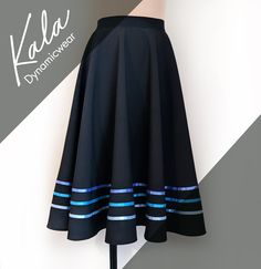 Character/Folk Dance Skirt - PLEASE REMEMBER TO LIST YOUR MEASUREMENTS AND RIBBONS CHOICES IN PERSONALIZATION SECTION. Please read skirt info below: Suitable for the Character work in Royal Academy of Dance (RAD) Ballet Exams. My Character skirts are MADE TO ORDER and fully customizable. Measure your own waist and hip size, length and choose 3 ribbon colours. These skirts would also be great for various types of recreational folk dance, square dance, contradance and the Imperial Society of Teachers of Dancing (ISTD) National dance classes and exams. My full circle Character skirts are made from a high quality black polyester mid-weight woven fabric that has a beautiful drape and movement quality. The waistband is 1.5 inch wide black plush elastic that is very soft and stretchy and gives a Circle Character, Powwow Regalia, Ribbon Skirt, Skirt Inspiration, Ribbon Skirts, Square Dance, Garment Steamer, Dance Classes, My Character