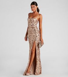 Kinsley Formal Sequin Mermaid Dress | Windsor Sequin Mermaid Dress, Glitter Prom Dresses, Robes D'occasion, Scroll Pattern, Sequin Embroidery, Gowns Prom, Sequin Prom Dresses, Prom Dress Shopping, Green Prom Dress