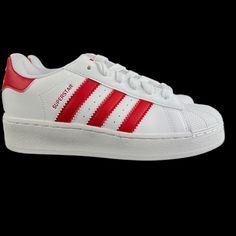 Adidas Superstar Xlg C White Scarlet Red Shoes If8429 Youth Sizes 11k - 3 New With Box. Follow Us! We List Lots Of New Shoes And Athletic Wear Daily! We Box Ship All Items Asap On The Same Business Day Until 12pm Est! Red And White Adidas Shoes, Adidas Superstar Red, Adidas White Shoes, Shoes Adidas, White Adidas, Red Shoes, Athletic Wear, Adidas Shoes, New Shoes