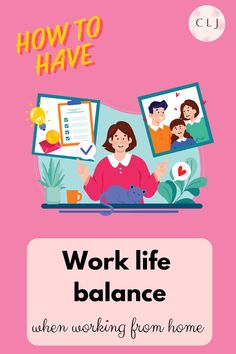 a woman sitting in front of a laptop computer with the words work life balance written on it