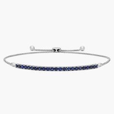 Bring eye-catching sparkle to your wrist with this elegant bolo bracelet set with dark blue sapphires. The 14k white gold design promises exceptional quality and is simple to adjust to fit your wrist comfortably. Bolo Bracelet, Blue Nile, Gemstone Bracelets, Gold Design, Bracelet Set, Blue Sapphire, Gemstone Jewelry, Dark Blue, Jewelry Bracelets