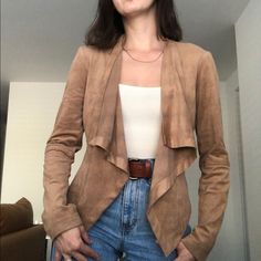 Nwot Vegan Suede Jacket From Katherine Barclay, Size Medium, Light Brown/Tan, Only Selling Because It’s A Little Big On Me (As You Can See In The Photo), Size Says Small But Could Wear As A Medium Light Brown Jacket Outfit, Suede Brown Jacket, Brown Jacket Outfit, Light Brown Jacket, Brown Jacket, Photo Size, Suede Jacket, Jacket Outfits, Everyday Outfits