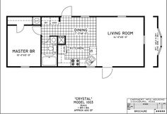 the floor plan for a mobile home with two bedroom and living room, as well as a