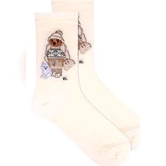 One Size Fits All Winter Bear With Husky White Sock Christmas Socks White, Husky White, Ralph Lauren Socks, Ralph Lauren Winter, Navy Socks, Winter Bear, Holiday Socks, Blue Socks, Polo Ralph Lauren Women