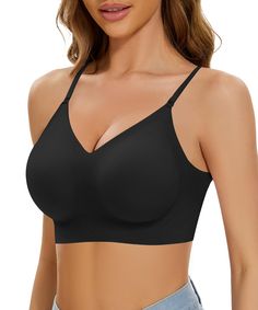 PRICES MAY VARY. [Low Back Design & Convertible Straps]: The shoulder straps of this low back bra can be adjusted to double straps, criss-cross back, halter bra; just keep the thin straps attached for more support or remove them for a backless look [Smooth & High Elastic Fabric]: Made of high elastic fabric - Nylon and Spandex, the wireless bra is skin-friendly and soft-touched, ensures you feel cool and breathable; hugs your body perfectly and provides a comfortable wearing experience [Sexy V N Low Back Bra, Convertible Bra, Halter Bra, Padded Bralette, Wireless Bra, Elastic Fabric, Low Back, Criss Cross, Shoulder Straps