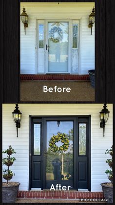 the before and after photos of a front door