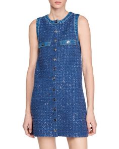 Sandro Palmare Tweed Dress Tweed Dress, Blue Dresses, Pick Up, In Store, Buy Online, Womens Dresses, Boutique, Free Shipping, Blue