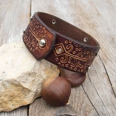 Leather cuff bracelet, Brown floral embossed cuff bracelet, Hippie leather cuff bracelet, Brown cuff Hand Tooled Cuff Bracelets As A Gift, Hand Tooled Cuff Bracelet For Gift, Hand-tooled Cuff Bracelets As Gift, Hand Tooled Cuff Bracelet As Gift, Mens Leather Jewelry, Leather Craft Projects, Leather Bracelets Women, Bracelets Women, Mens Watches Leather