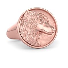 This amazing little Afghan Hound Classic Round Signet Ring is a perfect representation of the Afghan Hound Breed. This cute Classic Round Signet Ring is available in a size 5 and up to a size 9 . The top of the ring measures 14mm wide. This Classic Round Signet Ring is very authentic and Made in the USA. The Classic Round Signet Ring can be ordered in your choice of Sterling Silver, 14k White Gold, or 14k Yellow Gold. The Sterling Silver have a lightly hand burnished oxidized finish which really Hound Breeds, Afghan Hound, Memorable Gifts, Signet Ring, Yellow Gold Rings, Sterling Silver Rings, Gold Rings, Gemstone Rings, How To Memorize Things