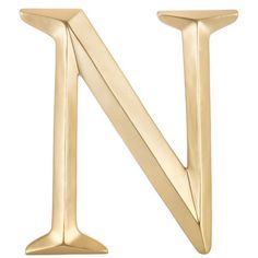 the letter n is made out of gold metal and has two small curved posts on each end