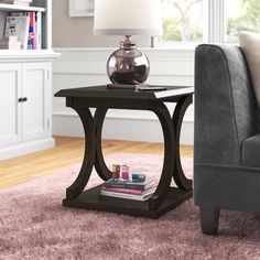 a living room scene with focus on the end table