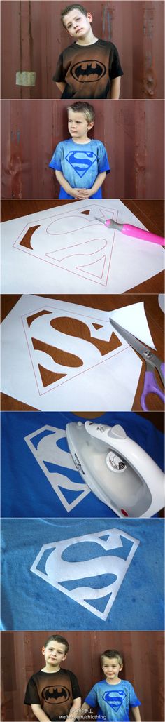 three different pictures of superman logos on the ground