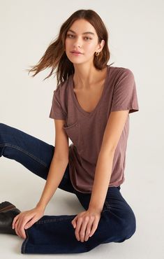 The signature tee that started it all! The Pocket Tee, with its signature slouch pocket and v-neckline, continues to look good and feel even better, year after year. This relaxed Jersey Knit tee is definitely denim's bff. Z Supply Women's Pocket T-Shirt, Black Iris, Extra Small, Cotton/Polyester Heather Gray Relaxed Fit Short Sleeve Top, Everyday Heather Cotton Tops, Trendy Soft-washed T-shirt For Casual Gatherings, Casual Heather Tops For Everyday, Trendy Tri-blend Soft-washed Tops, Casual Heather Crew Neck Tops, Soft-washed Tri-blend Fall Tops, Trendy Heather Tops For Fall, Heather Cotton Tops For Fall