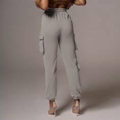 High Waist Loose Sportswear Casual Cargo Pants Stretch Sports Cargo Pants, Activewear With Pockets For Jogging, Jogging Activewear With Pockets, Athleisure Cargo Pants With Side Pockets For Sports, Sporty Full-length Yoga Pants With Side Pockets, Athleisure Cargo Pants With Side Pockets For Gym, Stretch Sports Pants With Pockets, Sporty Cargo Pants With Side Pockets For Gym, Stretch Cargo Pants For Sports