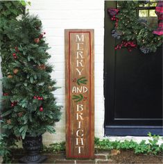 WallCutz Stencil Merry and Bright - christmas porch stencil Farmhouse Stencils, Porch Stencil, Christmas Tree Stencil, Porch Leaners, Sunflower Stencil, Hygge Christmas, Farmhouse Style Christmas, Cocoa Christmas