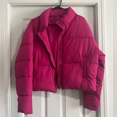 Cute Hot Pink Puffer, No Tags, Never Worn. Late Night Shopping Gone Wrong. Just Not My Style But Wanted It To Be Late Night Shopping, Pink Puffer Jacket, Double Zero, Gone Wrong, Eras Tour, Late Night, Christmas List, Dark Pink, Half Sleeves