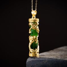 Year Of Dragon, Dragon Zodiac, Gold Powder, Zodiac Gifts, Cylinder Shape, Jade Jewelry, Natural Jade, Jade Stone, Jade Pendant