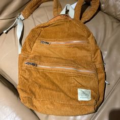 Brand New Woman’s Backpack Corduroy By Bdg Brown School Bag With Adjustable Straps, Brown Bags With Zipper Pocket For Back To School, Butterfly Backpack, Brown Backpacks, Urban Outfitters Women, Backpack Travel Bag, Sheep Leather, Canvas Backpack, Mini Purse