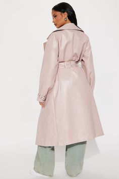 Available In Black And Blush. Trench Lapel Collar Long Sleeve Faux Leather Washed Belted Fully Lined Disclaimer: Due To The Specialized Wash Process, Each Garment Is Unique. Shell/Coating: 100% Polyurethane Base Fabric/Lining: 100% Polyester Imported | Not Your Average Washed Faux Leather Trench in Blush Pink size XS by Fashion Nova Spring Trendy Double-breasted Leather Jacket, Trendy Double-breasted Leather Jacket For Spring, Spring Belted Leather Long Coat, Chic Pink Leather Jacket For Fall, Spring Long Belted Leather Jacket, Chic Pink Leather Jacket For Work, Chic Pink Leather Jacket For Spring, Belted Double-breasted Leather Jacket For Spring, Double-breasted Belted Leather Jacket For Spring