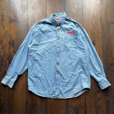 Vintage 1999 Coca Cola Drink Beverage Logo Long Sleeve Button Shirt / size Large  Pit to Pit:  24" Length:  31" Sleeve:  31"  Please check the measurements before purchasing  ---------------------------------- 🛒 Why Vintage? Vintage clothing is an environmentally sustainable way to shop for cool, unique, and rare clothing. Vintage clothing is typically higher quality than modern fast fashion manufacturing. Material from the 80s, 90s and early 2000's are soft and built to last. ----------------- 90s Style Collared Shirt With Button Closure, Vintage Buttoned Tops For Streetwear, 90s Style Cotton Shirt With Buttons, 90s Style Button-up Shirt For Streetwear, 90s Style Cotton Button-up Shirt, 90s Style Long Sleeve Shirt With Button Closure, 90s Cotton Tops With Button Closure, 90s Style Cotton Tops With Button Closure, Fashion Manufacturing