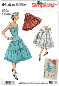 Simplicity Pattern - S8456 - Sizes 4-12 | eBay 1950 Fashion Women, Petticoat Pattern, 1950s Patterns, Vintage Slip, Vintage Slips, Lace Bands, Paper Sewing Patterns, Motif Vintage, Simplicity Sewing